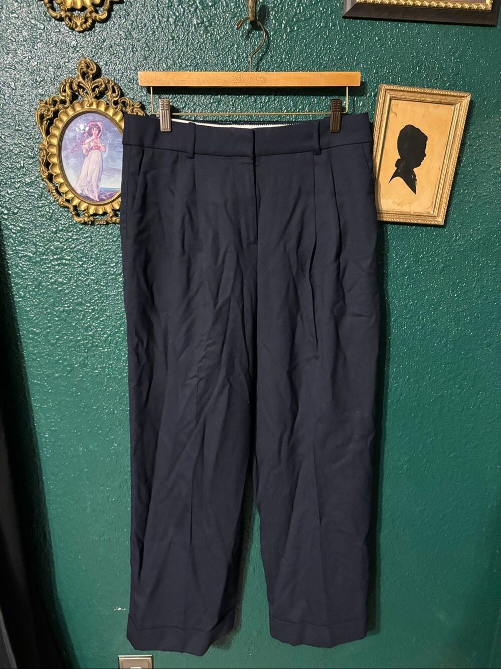 J Crew Womens Essential Wide Leg Pant Navy Blue Nova Fides Wool Blend High Rise